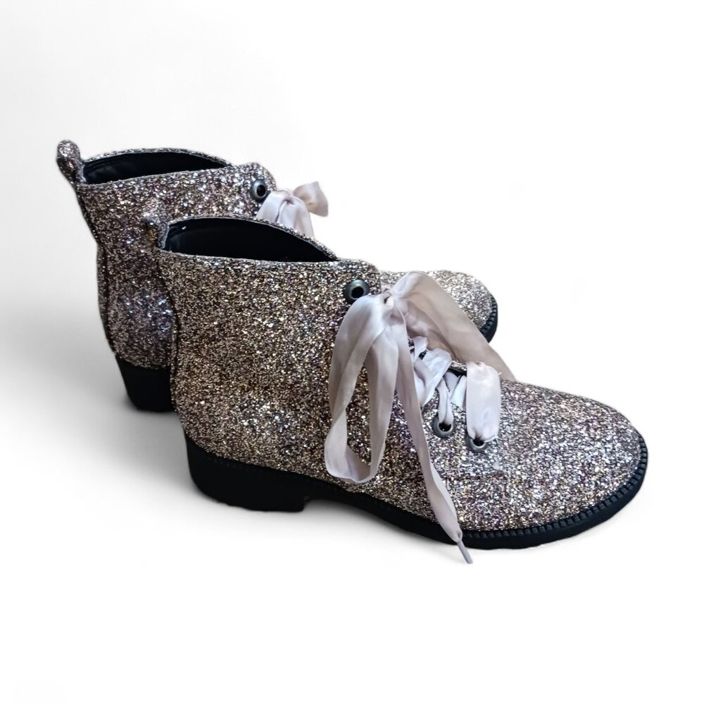 Dirty Laundry Pink Glitter Combat Boots - Picture 4 of 16